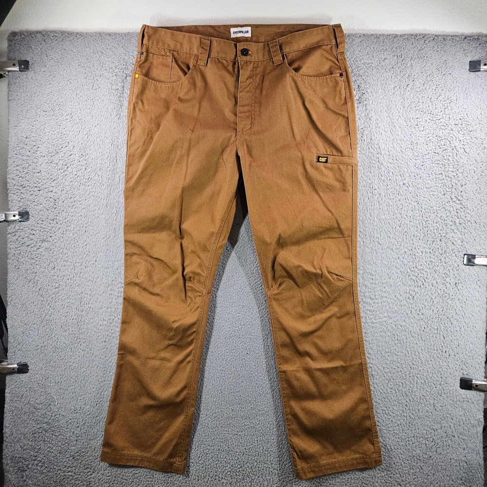 Caterpillar Mens Brown Canvas Work Pants Utility Carpenter 38x32 CAT